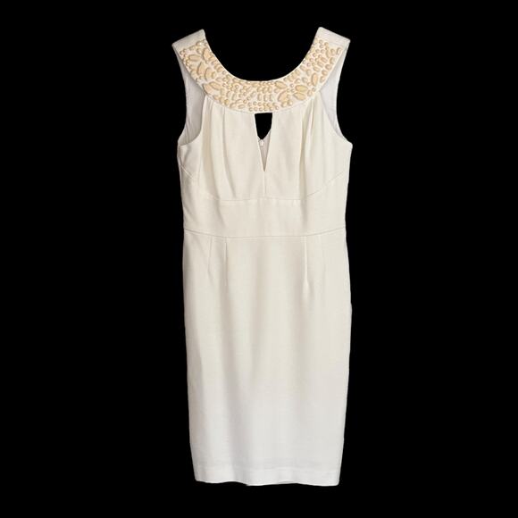 Trina Turk Ivory Neptina Beaded Neckline Cut-Out Dress - Picture 4 of 8